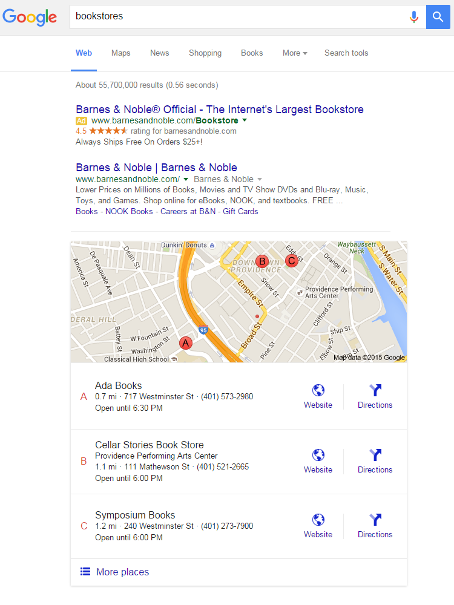 Proximity Based Google Maps Results